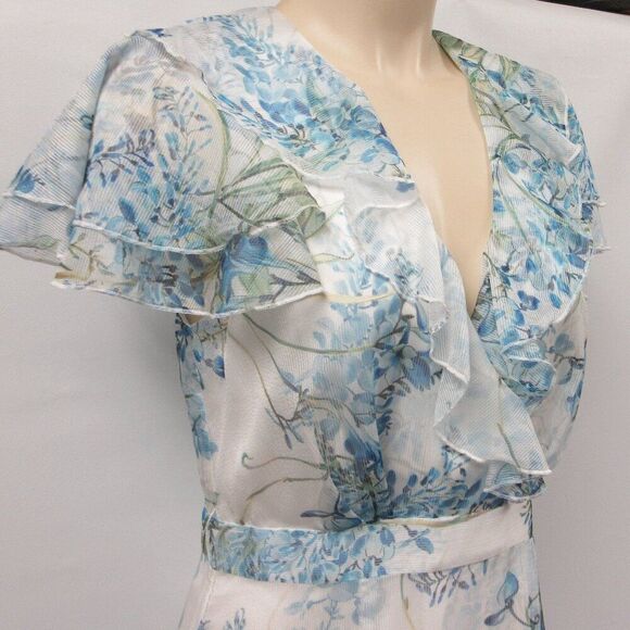 ALEX MARIE Lillian Floral Print Maxi Gown Dress Womens 6 Cap Flutter Sleeve NWT - Picture 4 of 15